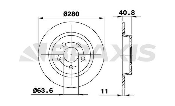 Braxis AE0162 Rear brake disc, non-ventilated AE0162