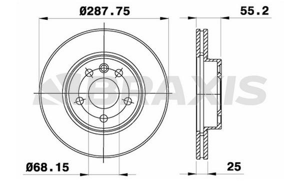 Braxis AE0160 Front brake disc ventilated AE0160