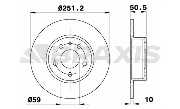 Braxis AE0154 Rear brake disc, non-ventilated AE0154