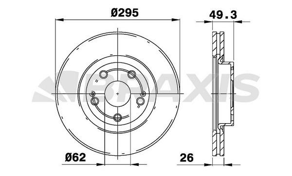 Braxis AE0140 Front brake disc ventilated AE0140