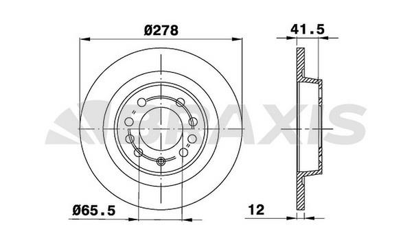 Braxis AE0123 Rear brake disc, non-ventilated AE0123