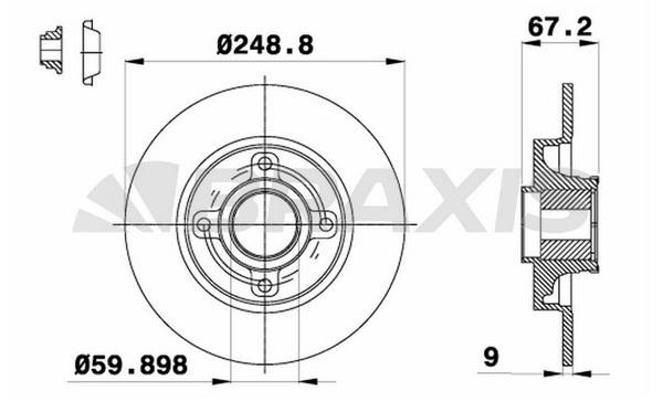 Braxis AE0098 Rear brake disc, non-ventilated AE0098