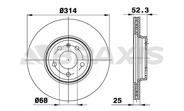 Braxis AE0084 Front brake disc ventilated AE0084