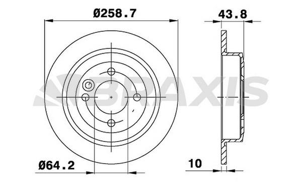 Braxis AE0083 Rear brake disc, non-ventilated AE0083