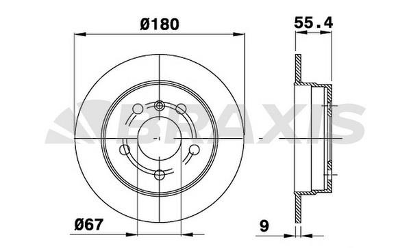 Braxis AE0081 Rear brake disc, non-ventilated AE0081