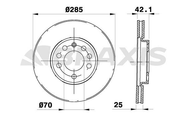 Braxis AE0066 Front brake disc ventilated AE0066