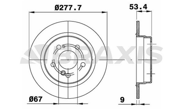Braxis AE0065 Rear brake disc, non-ventilated AE0065