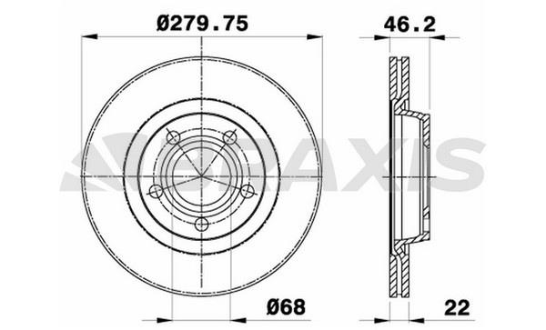 Braxis AE0061 Front brake disc ventilated AE0061