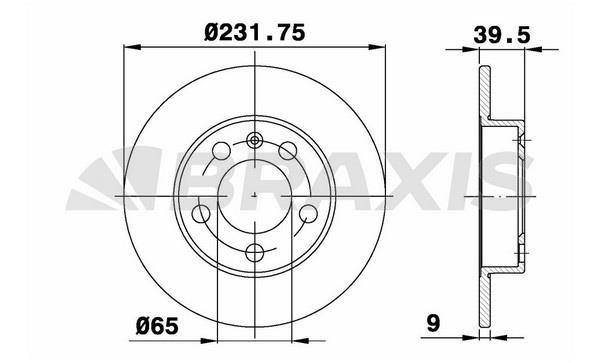 Braxis AE0021 Rear brake disc, non-ventilated AE0021