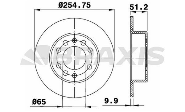 Braxis AE0018 Rear brake disc, non-ventilated AE0018