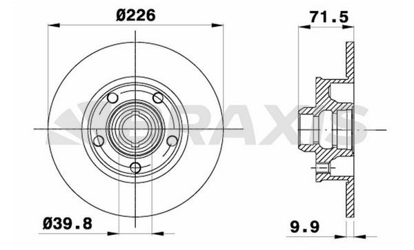 Braxis AD1020 Rear brake disc, non-ventilated AD1020