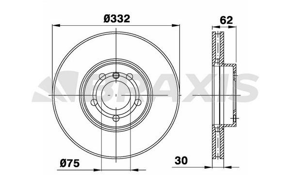 Braxis AD1013 Front brake disc ventilated AD1013