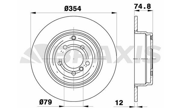 Braxis AD0995 Rear brake disc, non-ventilated AD0995