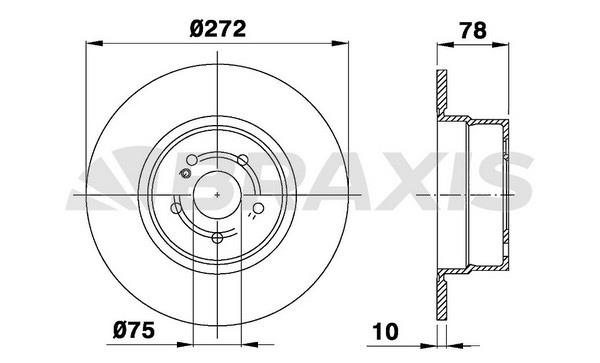 Braxis AD0979 Rear brake disc, non-ventilated AD0979