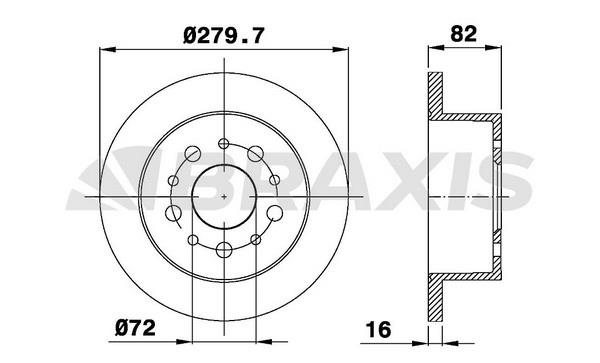Braxis AD0405 Rear brake disc, non-ventilated AD0405