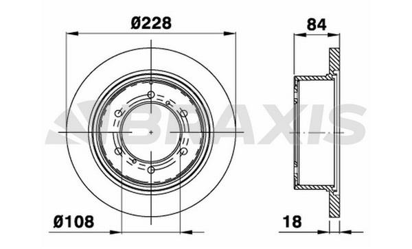 Braxis AD0404 Rear brake disc, non-ventilated AD0404