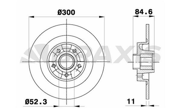 Braxis AD0338 Rear brake disc, non-ventilated AD0338