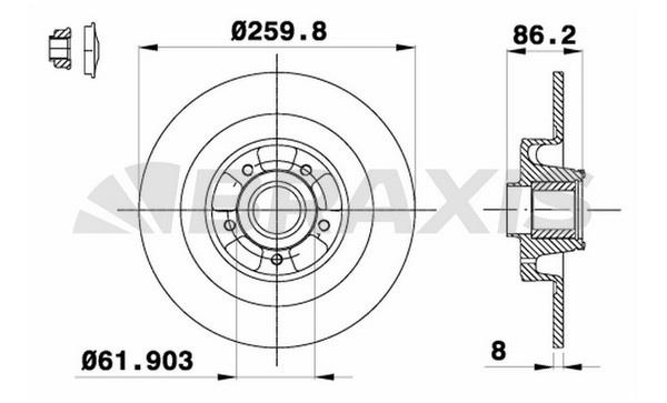 Braxis AD0332 Rear brake disc, non-ventilated AD0332