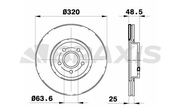 Braxis AD0272 Front brake disc ventilated AD0272