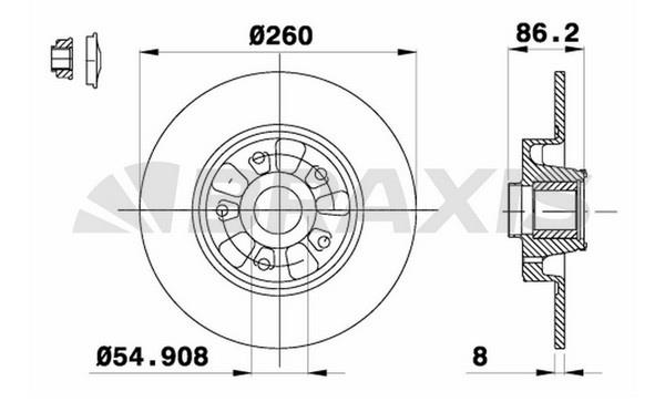Braxis AD0244 Rear brake disc, non-ventilated AD0244