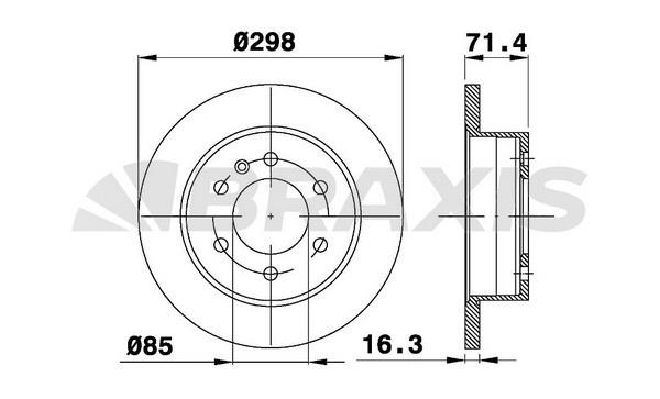 Braxis AD0221 Rear brake disc, non-ventilated AD0221