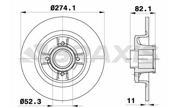 Braxis AD0087 Rear brake disc, non-ventilated AD0087