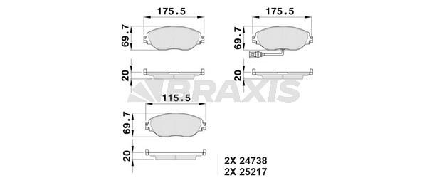 Braxis AB0528 Brake Pad Set, disc brake AB0528