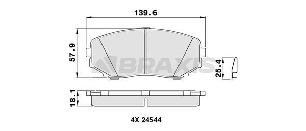 Braxis AB0388 Brake Pad Set, disc brake AB0388