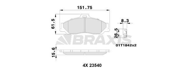 Braxis AB0242 Brake Pad Set, disc brake AB0242