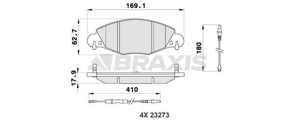 Braxis AB0188 Brake Pad Set, disc brake AB0188
