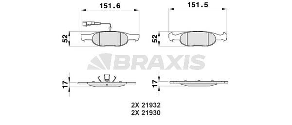 Braxis AB0182 Brake Pad Set, disc brake AB0182