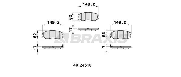 Braxis AB0172 Brake Pad Set, disc brake AB0172
