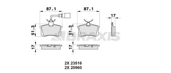 Braxis AB0168 Brake Pad Set, disc brake AB0168