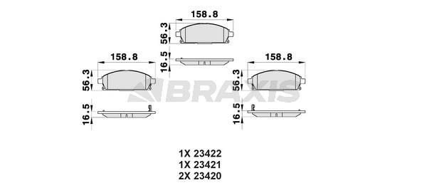 Braxis AB0166 Brake Pad Set, disc brake AB0166