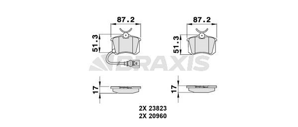 Braxis AB0133 Brake Pad Set, disc brake AB0133