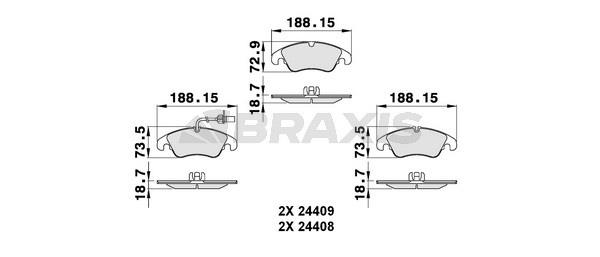 Braxis AB0129 Brake Pad Set, disc brake AB0129