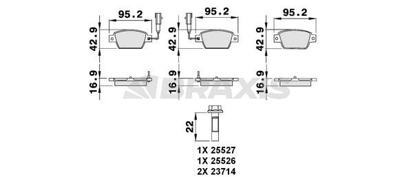 Braxis AB0074 Brake Pad Set, disc brake AB0074