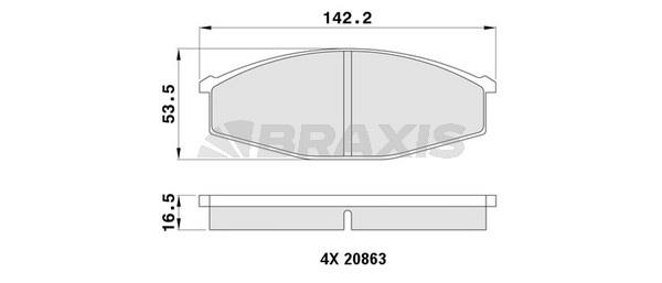 Braxis AA0400 Brake Pad Set, disc brake AA0400
