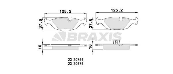 Braxis AA0361 Brake Pad Set, disc brake AA0361