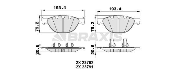 Braxis AA0270 Brake Pad Set, disc brake AA0270