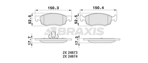 Braxis AA0178 Brake Pad Set, disc brake AA0178