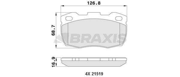 Braxis AA0165 Brake Pad Set, disc brake AA0165