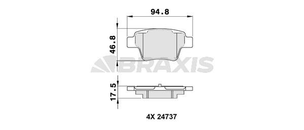 Braxis AA0138 Brake Pad Set, disc brake AA0138