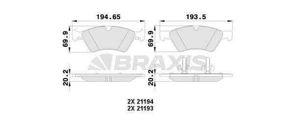 Braxis AA0123 Brake Pad Set, disc brake AA0123