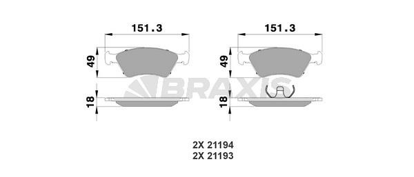 Braxis AA0122 Brake Pad Set, disc brake AA0122