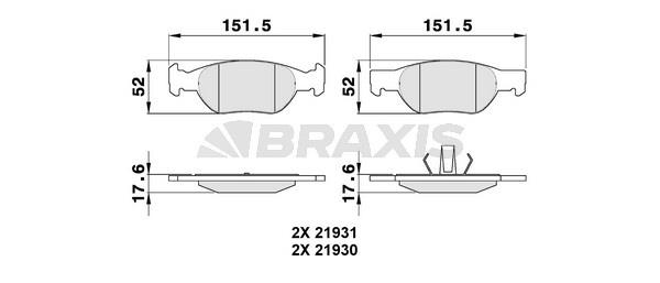 Braxis AA0089 Brake Pad Set, disc brake AA0089