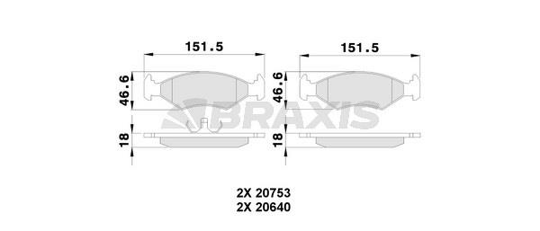 Braxis AA0075 Brake Pad Set, disc brake AA0075
