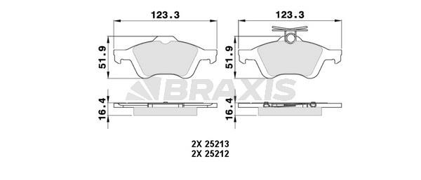 Braxis AA0025 Brake Pad Set, disc brake AA0025