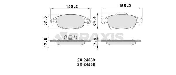 Braxis AA0023 Brake Pad Set, disc brake AA0023