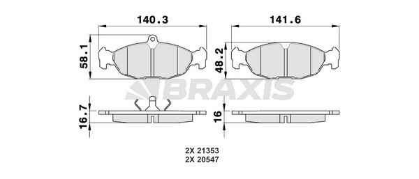 Braxis AA0009 Brake Pad Set, disc brake AA0009